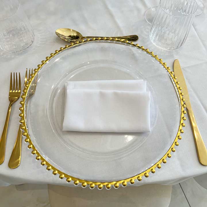 Gold Bead Glass Charger Plate